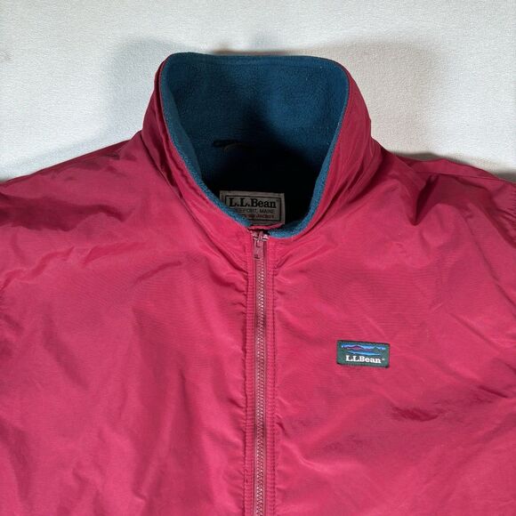 Vintage L.L.Bean Windbreaker Jacket Men’s XL Bomber Warm Up Red/ Green - Picture 5 of 10